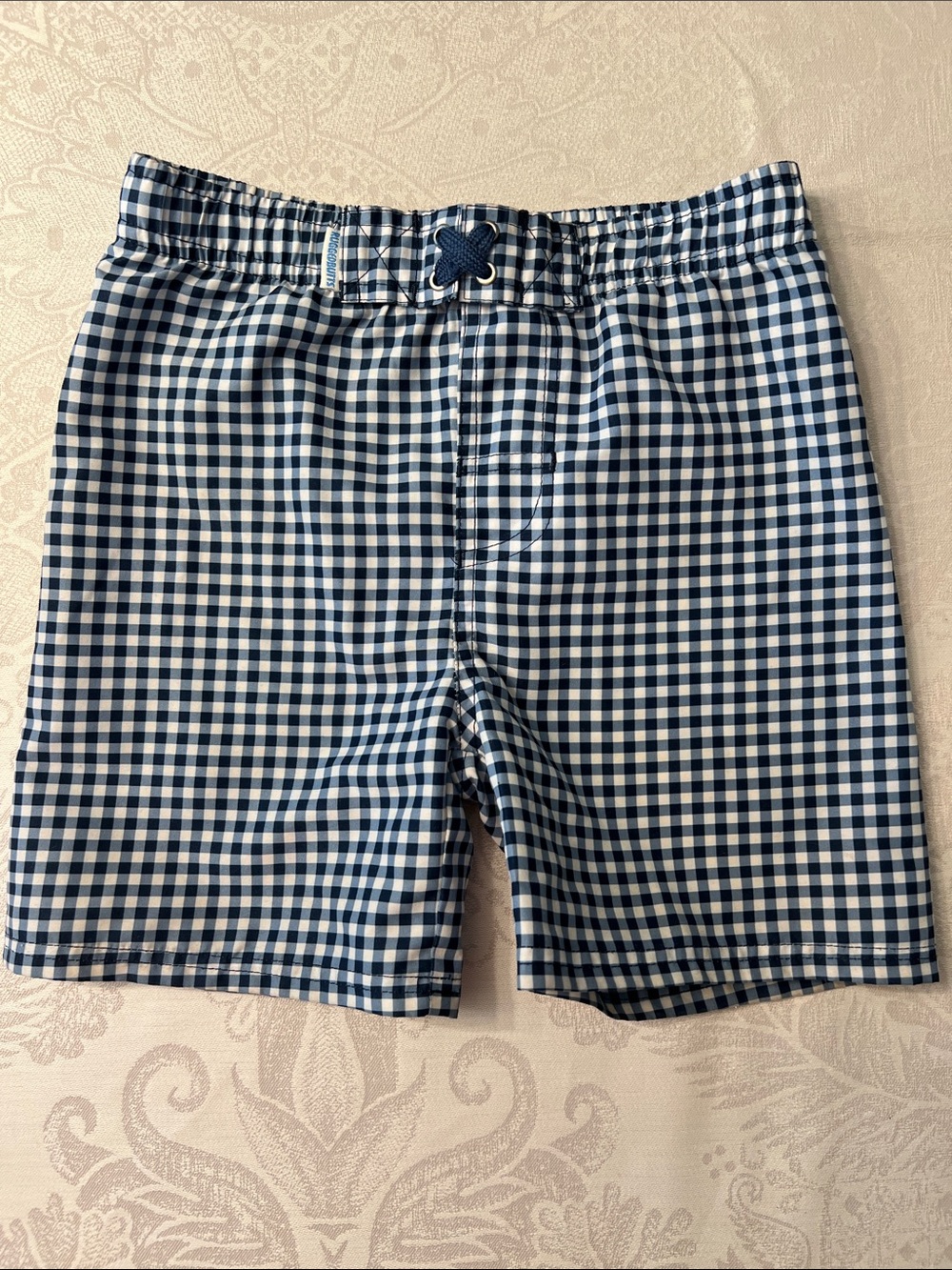 Rugged Butts Blue and White Gingham Swim Trunks